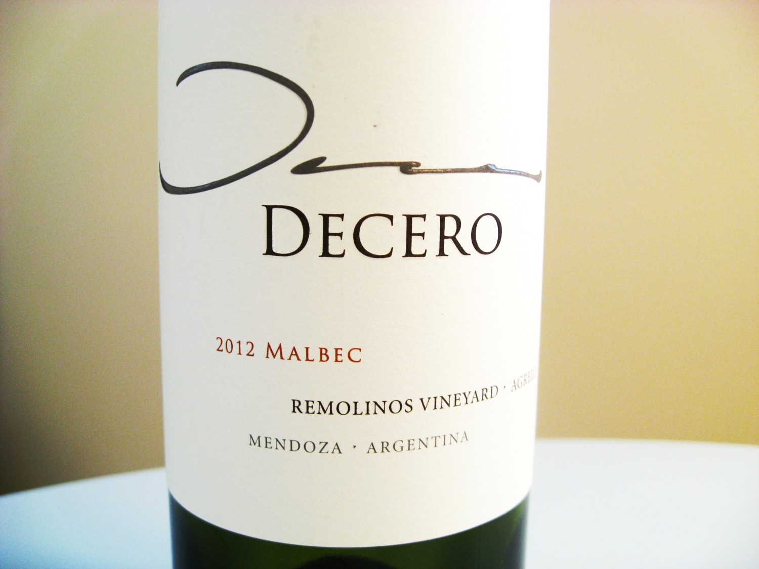 Decero, Malbec 2012, Remolinos Vineyard, Agrelo, Mendoza, Argentina, Wine Casual