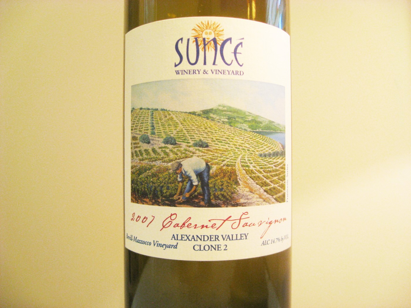 Sunce Winery & Vineyard, Cabernet Sauvignon 2007, Clone 2, Bevill-Mazzocco Vineyard, Alexander Valley, California, Wine Casual