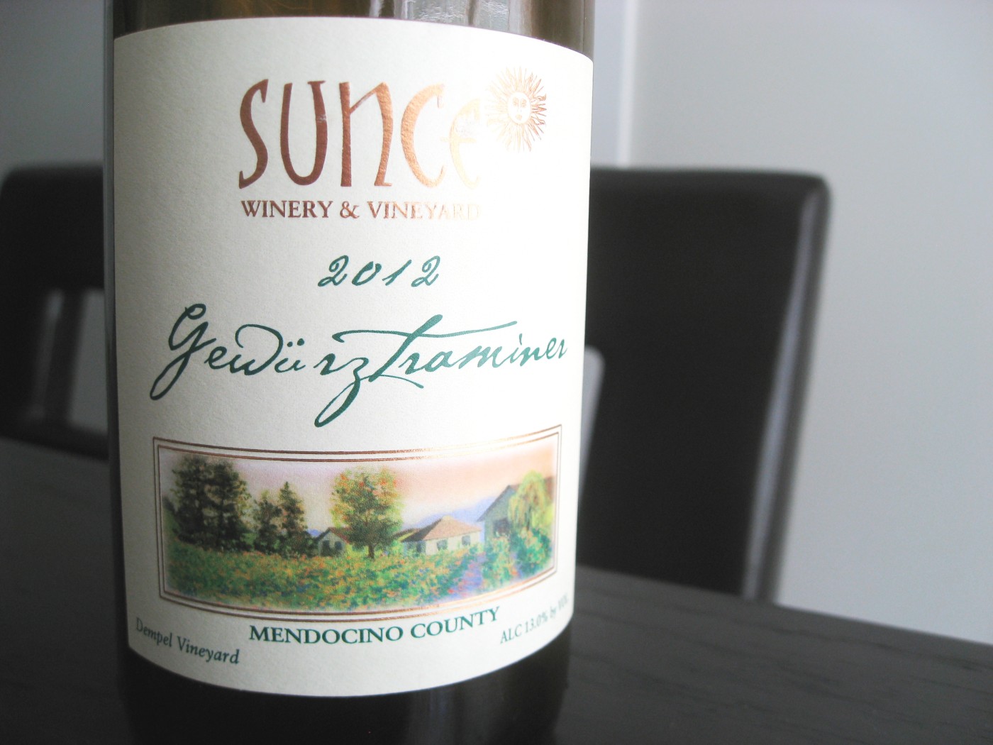 Sunce Winery & Vineyard, Gewurztraminer 2012, Dempell Vineyard, Mendocino County, California, Wine Casual