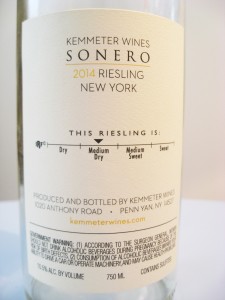 Kemmeter Wines, Sonero Riesling 2014, New York