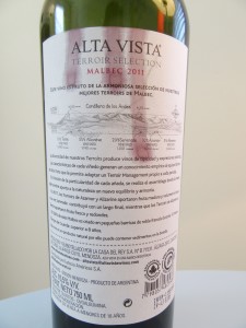 Alta Vista, Terroir Selection, Malbec 2011, Mendoza, Argentina