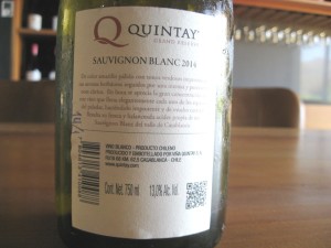 Quintay, Q Grand Reserve Sauvignon Blanc 2014, Casablanca Valley, Chile, Wine Casual