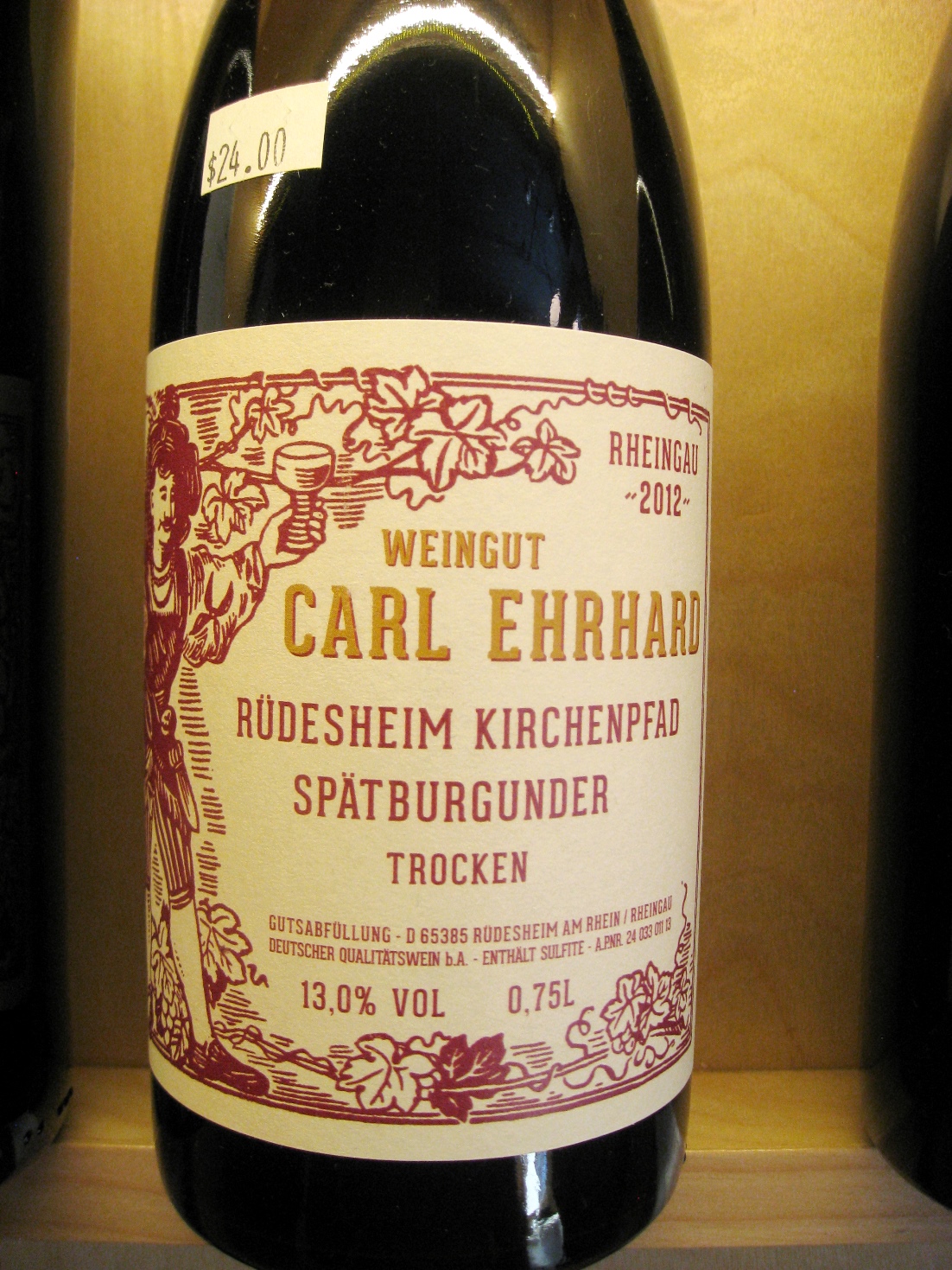 Weingut Carl Ehrhard, Rüdesheim, Kirchenpfad, Spätburgunder Trocken 2012, Rheingau, Germany, Wine Casual