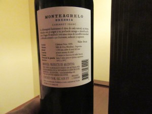 Monteagrelo Bressia, Cabernet Franc 2013, Uco Valley, Mendoza, Argentina, Wine Casual