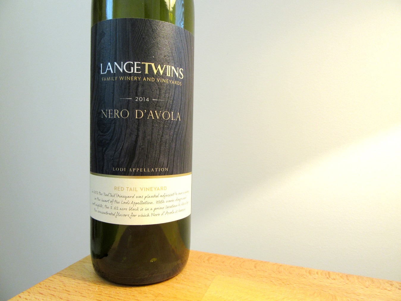 Lange Twins Family Winery and Vineyards, Nero D’Avola 0214, Red Tail Vineyard, Lodi, California, Wine Casual