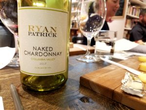 A 2017 unoaked chardonnay by Ryan Patrick produced in Columbia Valley, Washington.