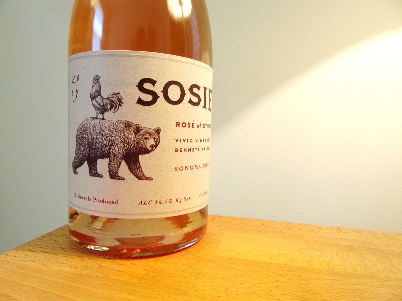 Sosie Wines, Rosé of Syrah 2017, Vivio Vineyard, Bennett Valley, Sonoma County, California, Wine Casual
