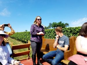 Erin Troxell leads tour of Galen Glen Winery's vineyard. 