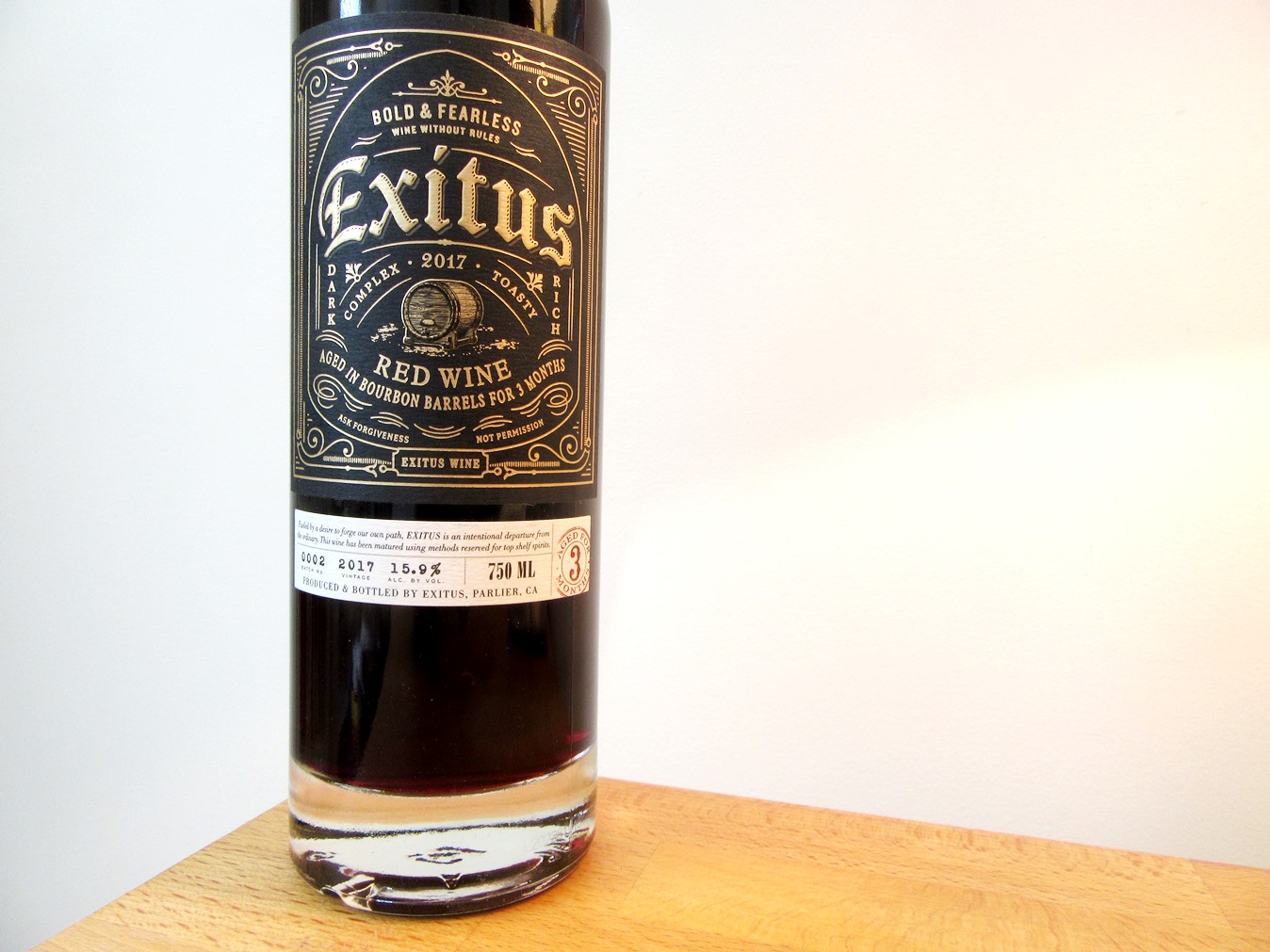 Exitus, Bourbon Barrel Aged Red Wine 2017, California, Wine Casual
