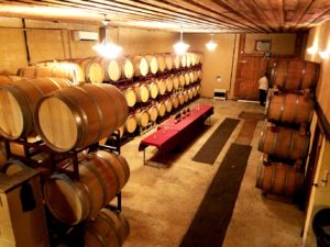 The barrel room at Amalthea Cellars.  Wine Casual