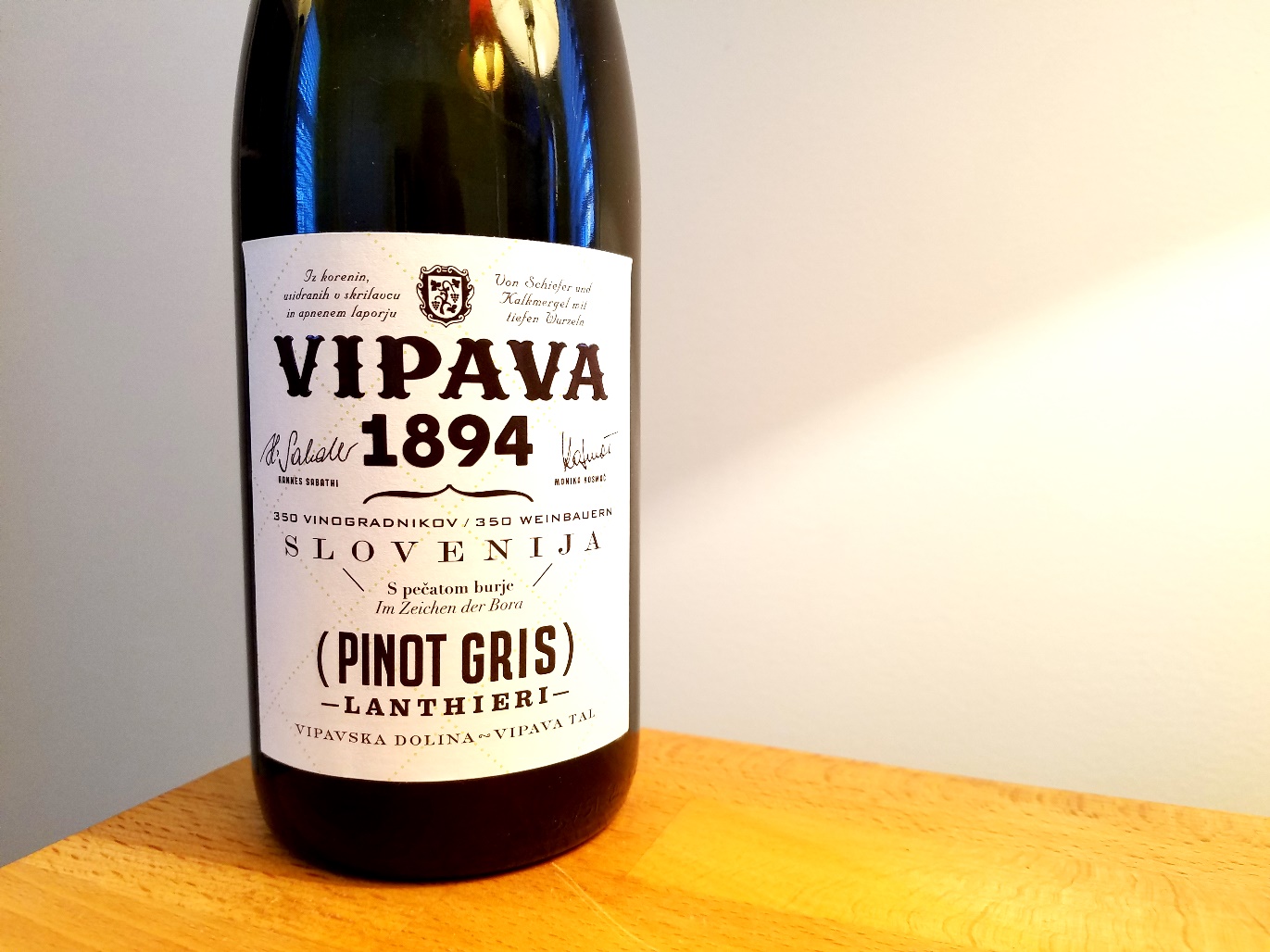 Vipava 1894, Pinot Gris Lanthieri 2019, Vipava Valley, Slovenia, Wine Casual