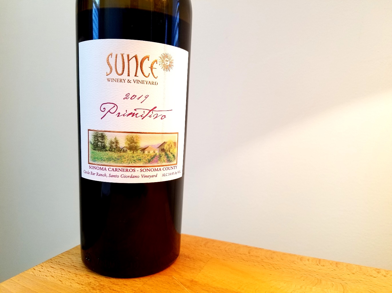 Sunce Winery & Vineyard, Primitivo 2019, Circle Bar Ranch, Santo Giordano Vineyard, Sonoma Carneros, Sonoma County, California, Wine Casual